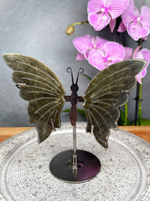 Load image into Gallery viewer, Golden Sheen Obsidian Crystal Butterfly On Stand
