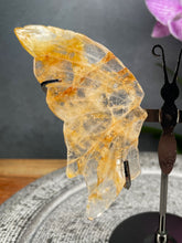 Load image into Gallery viewer, Golden Healer Quartz Crystal Butterfly Wings On Stand

