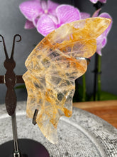 Load image into Gallery viewer, Golden Healer Quartz Crystal Butterfly Wings On Stand
