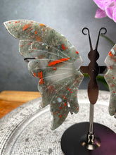 Load image into Gallery viewer, Bloodstone Jasper Crystal Butterfly Wings On Stand
