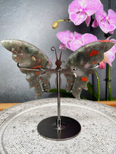 Load image into Gallery viewer, Bloodstone Jasper Crystal Butterfly Wings On Stand
