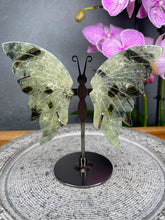 Load image into Gallery viewer, Prehnite Crystal Butterfly Wings On Stand
