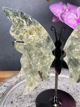 Load image into Gallery viewer, Gorgeous Prehnite Crystal Butterfly Wings On Stand

