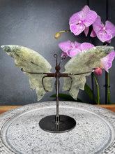 Load image into Gallery viewer, Beautiful Prehnite Crystal Butterfly Wings On Stand
