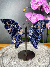 Load image into Gallery viewer, Sodalite Crystal Butterfly Wings On Stand
