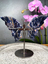 Load image into Gallery viewer, Sodalite Crystal Butterfly Wings On Stand
