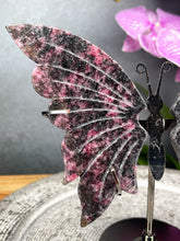 Load image into Gallery viewer, Rhodonite Crystal Butterfly Wings On Stand
