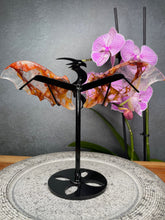 Load image into Gallery viewer, Golden Healer Fire Quartz Dragon Wings On Black Stand
