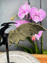Load image into Gallery viewer, Golden Sheen Obsidian Crystal Dragon Wings On Black Stand
