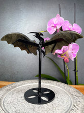 Load image into Gallery viewer, Golden Sheen Obsidian Crystal Dragon Wings On Black Stand

