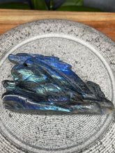 Load image into Gallery viewer, Discounted Damaged Labradorite Crystal Dragon Carving Blue Flash
