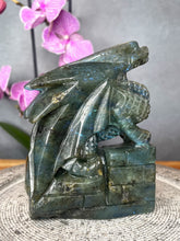 Load image into Gallery viewer, Beautiful Labradorite Crystal Dragon Carving Blue Flash
