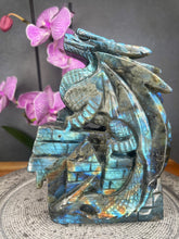 Load image into Gallery viewer, Incredible Labradorite Crystal Dragon Carving Blue Golden Flash
