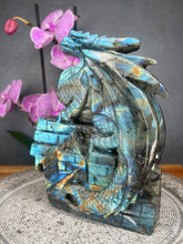 Load image into Gallery viewer, Incredible Labradorite Crystal Dragon Carving Blue Golden Flash

