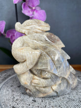 Load image into Gallery viewer, Mesmerizing Moonstone Crystal Dragon Carving Blue Flash
