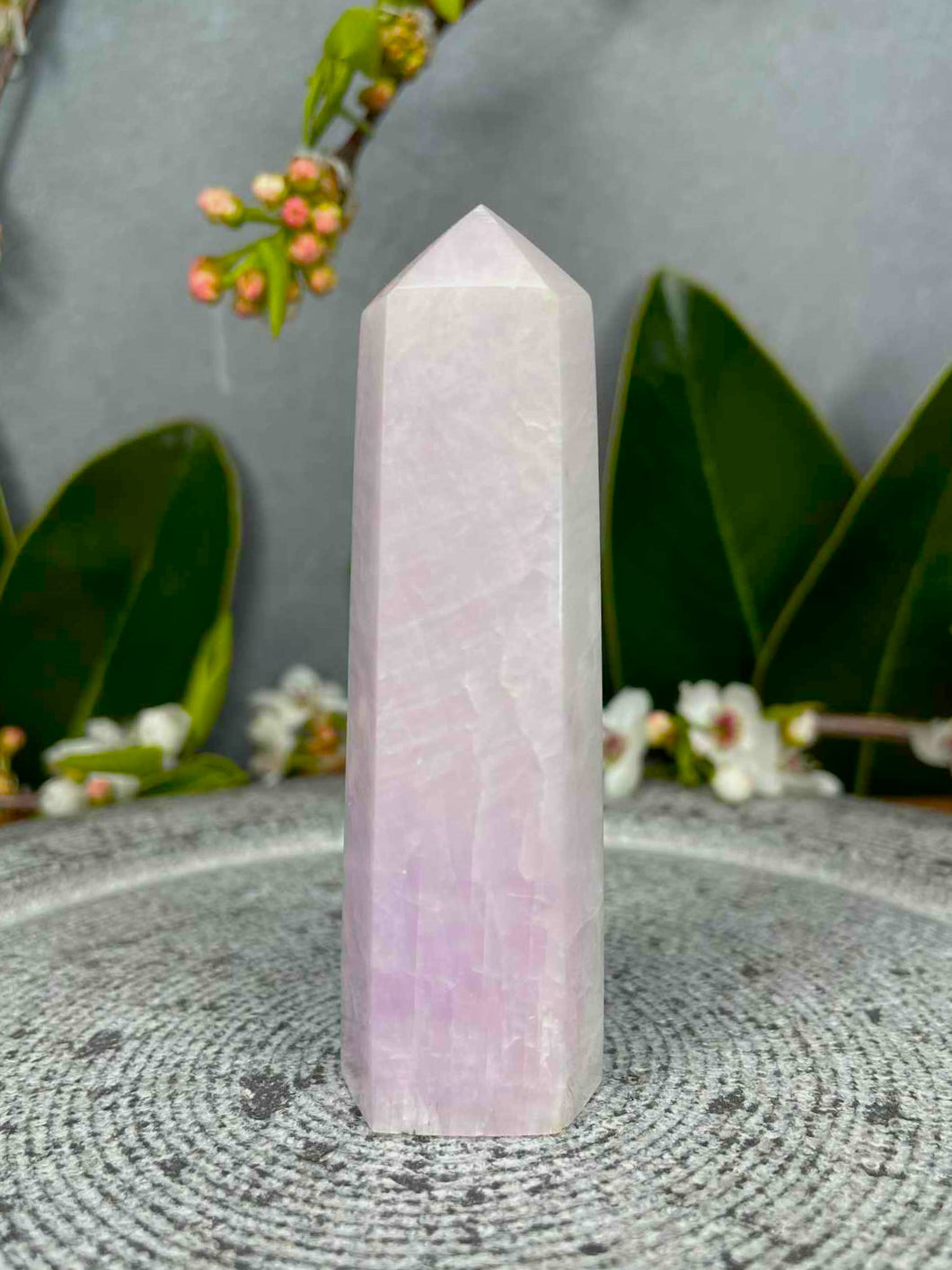 Soft Light Kunzite Crystal Tower Point