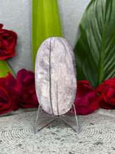 Load image into Gallery viewer, Beautiful Purple Lepidolite Mica Flash Palmstone Carving

