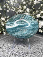 Load image into Gallery viewer, Calming Blue Ocean Jasper Palm Stone
