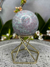 Load image into Gallery viewer, Ruby Fuchsite Kyanite Crystal Sphere UV Reactive
