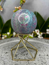Load image into Gallery viewer, UV Reactive Ruby Fuchsite Kyanite Crystal Sphere
