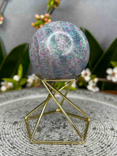 Load image into Gallery viewer, Ruby Fuchsite Kyanite Crystal Sphere UV Reactive
