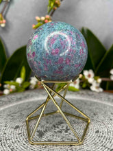 Load image into Gallery viewer, UV Reactive Ruby Fuchsite Kyanite Crystal Sphere
