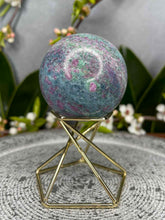 Load image into Gallery viewer, UV Reactive Ruby Fuchsite Kyanite Crystal Sphere
