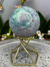 Load image into Gallery viewer, Beautiful UV Reactive Ruby Fuchsite Kyanite Crystal Sphere
