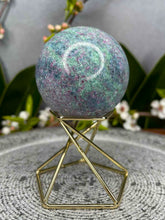 Load image into Gallery viewer, Stunning UV Reactive Ruby Fuchsite Kyanite Crystal Sphere
