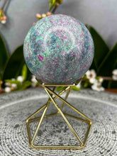 Load image into Gallery viewer, Beautiful UV Reactive Ruby Fuchsite Kyanite Crystal Sphere
