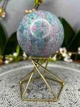 Load image into Gallery viewer, Beautiful UV Reactive Ruby Fuchsite Kyanite Crystal Sphere
