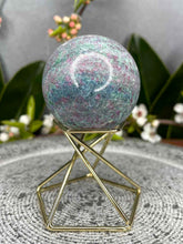 Load image into Gallery viewer, Ruby Fuchsite Kyanite Crystal Sphere UV Reactive
