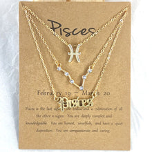 Load image into Gallery viewer, Zodiac Star Sign Horoscope Letter Necklace 3pcs/set
