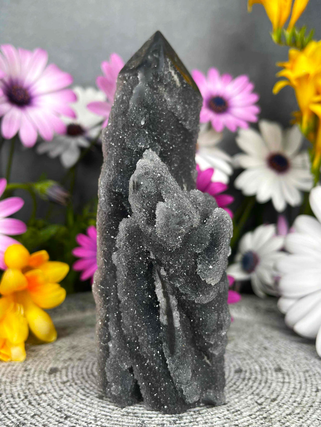 Beautiful Druzy Sphalerite Crystal Tower Point Freeform