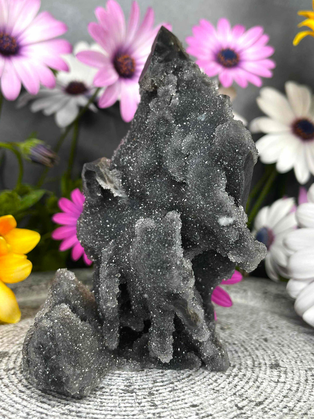 Stunning Druzy Sphalerite Crystal Tower Point Freeform