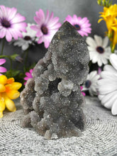 Load image into Gallery viewer, Sparkly Druzy Sphalerite Crystal Tower Point Freeform
