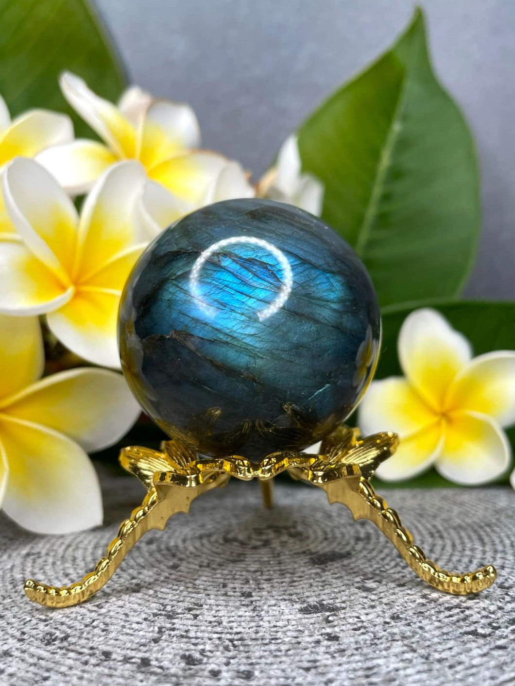 Labradorite Crystal Sphere Ball Blue Flash