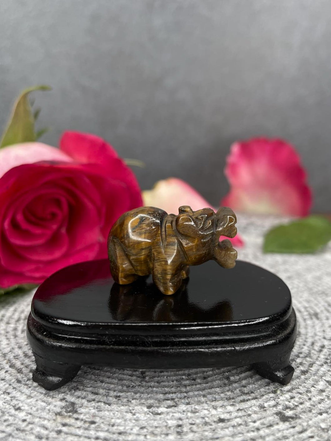 Tiger's Eye Crystal Hippopotamus Carving