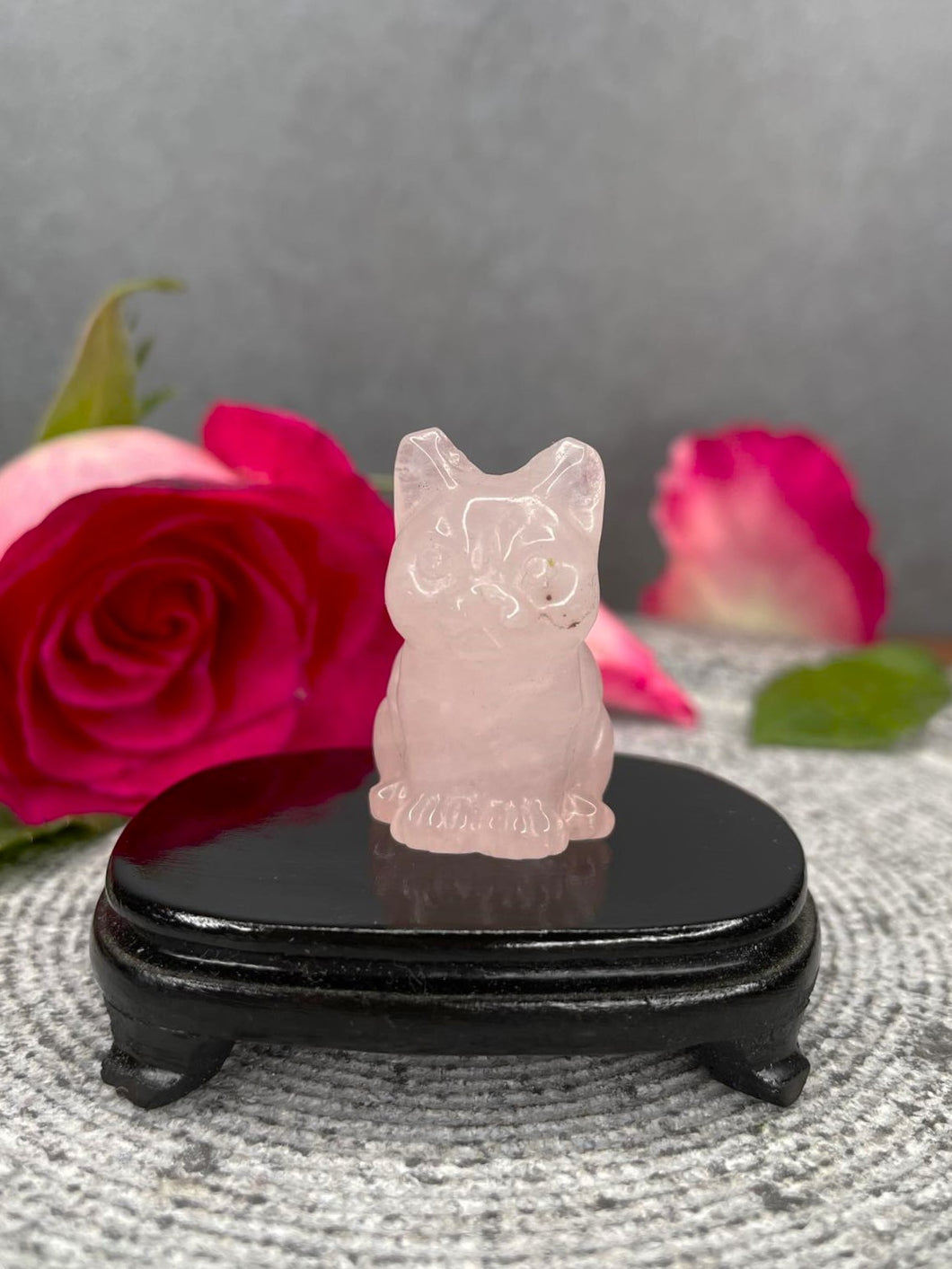 Rose Quartz Cat Kitten Crystal Carving