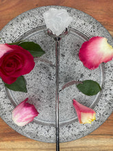 Load image into Gallery viewer, Clear Quartz Crystal Rose Silver Stem
