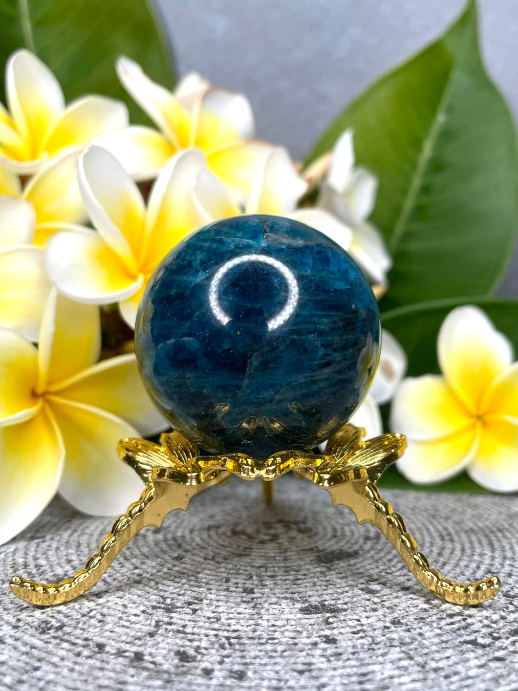 Beautiful Blue Apatite Crystal Sphere Ball