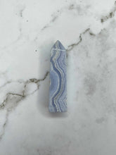 Load image into Gallery viewer, Serene Blue Lace Agate Crystal Tower Point 1pc
