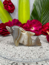 Load image into Gallery viewer, Agate Quartz Druzy Dolphin Crystal Carving
