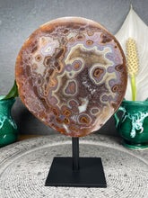 Load image into Gallery viewer, Beautiful Agate Slab Slice On Black Fixed Stand
