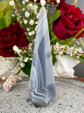 Load image into Gallery viewer, Beautiful Agate Banding Crystal Tower Point

