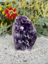 Load image into Gallery viewer, Celestial Amethyst Crystal Cluster Geode With Calcite Inclusions

