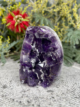 Load image into Gallery viewer, Celestial Amethyst Crystal Cluster Geode With Calcite Inclusions
