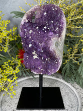 Load image into Gallery viewer, Stunning Amethyst Crystal Cluster On Removable Display Stand With Calcite Inclusion
