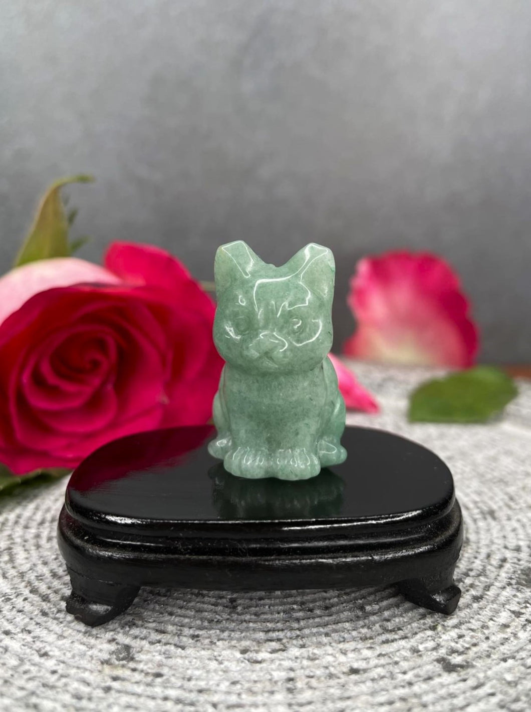 Green Aventurine Cat Kitten Crystal Carving