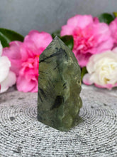 Load image into Gallery viewer, Powerful Prehnite Crystal Tower Point Freeform With Raw Druzy
